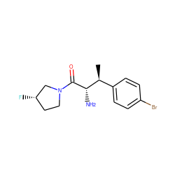 C[C@@H](c1ccc(Br)cc1)[C@H](N)C(=O)N1CC[C@H](F)C1 ZINC000053287666