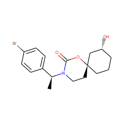 C[C@@H](c1ccc(Br)cc1)N1CC[C@@]2(CCC[C@@H](O)C2)OC1=O ZINC000142706652