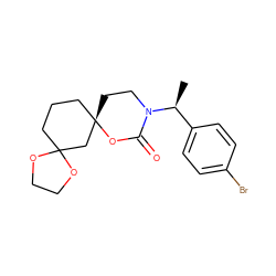 C[C@@H](c1ccc(Br)cc1)N1CC[C@@]2(CCCC3(C2)OCCO3)OC1=O ZINC000142702411