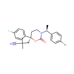 C[C@@H](c1ccc(Br)cc1)N1CC[C@](CC(C)(C)C#N)(c2ccc(F)cc2)OC1=O ZINC000113155909