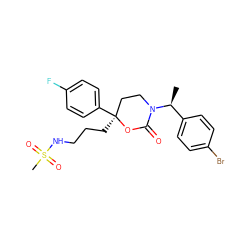 C[C@@H](c1ccc(Br)cc1)N1CC[C@](CCCNS(C)(=O)=O)(c2ccc(F)cc2)OC1=O ZINC000114916105