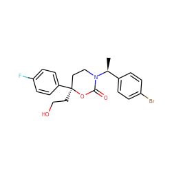 C[C@@H](c1ccc(Br)cc1)N1CC[C@](CCO)(c2ccc(F)cc2)OC1=O ZINC000114914204