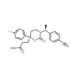 C[C@@H](c1ccc(C#N)cc1)N1CC[C@](CCC(N)=O)(c2ccc(F)cc2)OC1=O ZINC000114915860