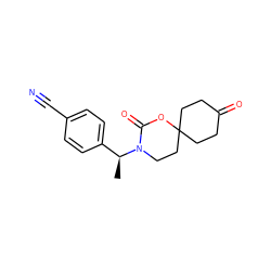 C[C@@H](c1ccc(C#N)cc1)N1CCC2(CCC(=O)CC2)OC1=O ZINC000146320226