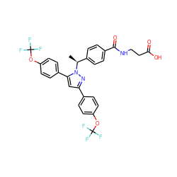 C[C@@H](c1ccc(C(=O)NCCC(=O)O)cc1)n1nc(-c2ccc(OC(F)(F)F)cc2)cc1-c1ccc(OC(F)(F)F)cc1 ZINC000066058826