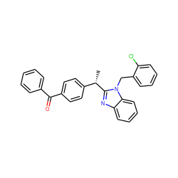 C[C@@H](c1ccc(C(=O)c2ccccc2)cc1)c1nc2ccccc2n1Cc1ccccc1Cl ZINC000084723496