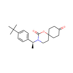 C[C@@H](c1ccc(C(C)(C)C)cc1)N1CCC2(CCC(=O)CC2)OC1=O ZINC000146105135