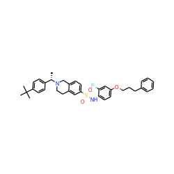 C[C@@H](c1ccc(C(C)(C)C)cc1)N1CCc2cc(S(=O)(=O)Nc3ccc(OCCCc4ccccc4)cc3F)ccc2C1 ZINC000220170871