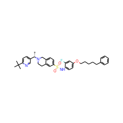 C[C@@H](c1ccc(C(C)(C)C)nc1)N1CCc2cc(S(=O)(=O)Nc3ccc(OCCCCCc4ccccc4)cc3F)ccc2C1 ZINC000220181091