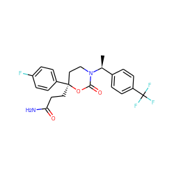 C[C@@H](c1ccc(C(F)(F)F)cc1)N1CC[C@](CCC(N)=O)(c2ccc(F)cc2)OC1=O ZINC000114924449