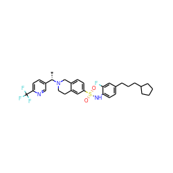 C[C@@H](c1ccc(C(F)(F)F)nc1)N1CCc2cc(S(=O)(=O)Nc3ccc(CCCC4CCCC4)cc3F)ccc2C1 ZINC000261178040