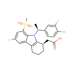 C[C@@H](c1ccc(Cl)c(F)c1)n1c2c(c3cc(F)cc(S(C)(=O)=O)c31)CCC[C@@H]2CC(=O)O ZINC000036411401