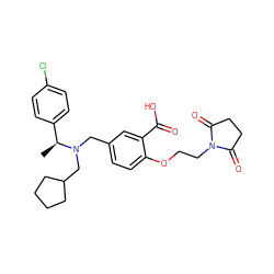 C[C@@H](c1ccc(Cl)cc1)N(Cc1ccc(OCCN2C(=O)CCC2=O)c(C(=O)O)c1)CC1CCCC1 ZINC001772582742