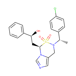 C[C@@H](c1ccc(Cl)cc1)N1Cc2cncn2[C@@H](C[C@H](O)c2ccccc2)S1(=O)=O ZINC000058511356