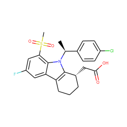 C[C@@H](c1ccc(Cl)cc1)n1c2c(c3cc(F)cc(S(C)(=O)=O)c31)CCC[C@H]2CC(=O)O ZINC000064549405