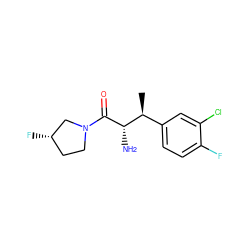 C[C@@H](c1ccc(F)c(Cl)c1)[C@H](N)C(=O)N1CC[C@H](F)C1 ZINC000014948145