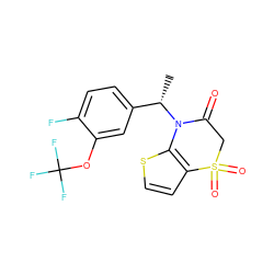 C[C@@H](c1ccc(F)c(OC(F)(F)F)c1)N1C(=O)CS(=O)(=O)c2ccsc21 ZINC000169348912