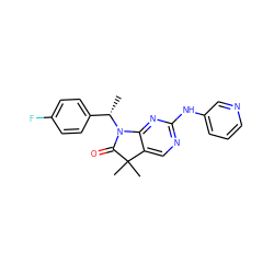 C[C@@H](c1ccc(F)cc1)N1C(=O)C(C)(C)c2cnc(Nc3cccnc3)nc21 ZINC001772651564