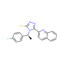 C[C@@H](c1ccc(F)cc1)n1c(S)nnc1-c1ccc2ccccc2n1 ZINC000005559587