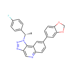 C[C@@H](c1ccc(F)cc1)n1nnc2cnc3ccc(-c4ccc5c(c4)OCO5)cc3c21 ZINC001772656553