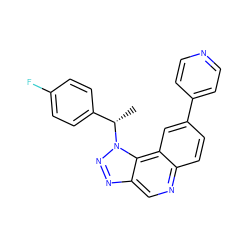 C[C@@H](c1ccc(F)cc1)n1nnc2cnc3ccc(-c4ccncc4)cc3c21 ZINC001772588891