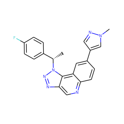 C[C@@H](c1ccc(F)cc1)n1nnc2cnc3ccc(-c4cnn(C)c4)cc3c21 ZINC001772571768