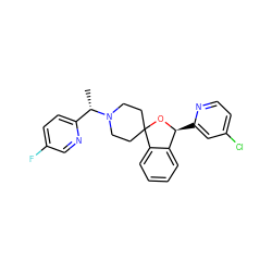 C[C@@H](c1ccc(F)cn1)N1CCC2(CC1)O[C@@H](c1cc(Cl)ccn1)c1ccccc12 ZINC000073387963