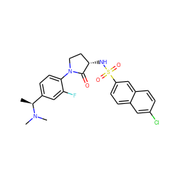 C[C@@H](c1ccc(N2CC[C@H](NS(=O)(=O)c3ccc4cc(Cl)ccc4c3)C2=O)c(F)c1)N(C)C ZINC000045340277