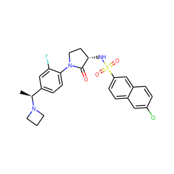 C[C@@H](c1ccc(N2CC[C@H](NS(=O)(=O)c3ccc4cc(Cl)ccc4c3)C2=O)c(F)c1)N1CCC1 ZINC000034417621