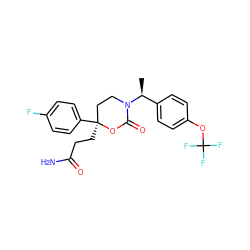 C[C@@H](c1ccc(OC(F)(F)F)cc1)N1CC[C@](CCC(N)=O)(c2ccc(F)cc2)OC1=O ZINC000114916890