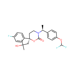 C[C@@H](c1ccc(OC(F)F)cc1)N1CC[C@](CC(C)(C)O)(c2ccc(F)cc2)OC1=O ZINC000114915972