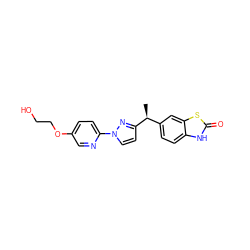 C[C@@H](c1ccc2[nH]c(=O)sc2c1)c1ccn(-c2ccc(OCCO)cn2)n1 ZINC000217727990