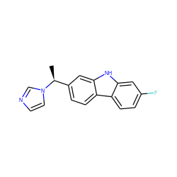 C[C@@H](c1ccc2c(c1)[nH]c1cc(F)ccc12)n1ccnc1 ZINC000040848809