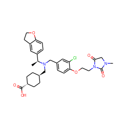 C[C@@H](c1ccc2c(c1)CCO2)N(Cc1ccc(OCCN2C(=O)CN(C)C2=O)c(Cl)c1)C[C@H]1CC[C@H](C(=O)O)CC1 ZINC000473228809