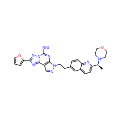 C[C@@H](c1ccc2cc(CCn3ncc4c3nc(N)n3nc(-c5ccco5)nc43)ccc2n1)N1CCOCC1 ZINC000040414113