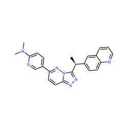 C[C@@H](c1ccc2ncccc2c1)c1nnc2ccc(-c3ccc(N(C)C)nc3)nn12 ZINC000096284621