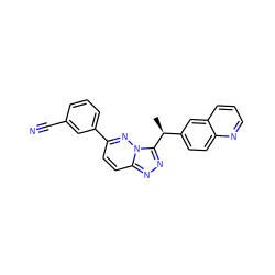 C[C@@H](c1ccc2ncccc2c1)c1nnc2ccc(-c3cccc(C#N)c3)nn12 ZINC000096284615