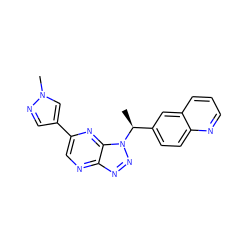 C[C@@H](c1ccc2ncccc2c1)n1nnc2ncc(-c3cnn(C)c3)nc21 ZINC000096284622