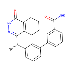 C[C@@H](c1cccc(-c2cccc(C(N)=O)c2)c1)c1n[nH]c(=O)c2c1CCCC2 ZINC000169194711