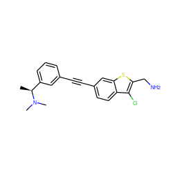 C[C@@H](c1cccc(C#Cc2ccc3c(Cl)c(CN)sc3c2)c1)N(C)C ZINC000072109917