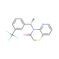 C[C@@H](c1cccc(C(F)(F)F)c1)N1C(=O)CSc2cccnc21 ZINC000169348916