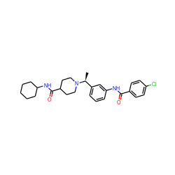 C[C@@H](c1cccc(NC(=O)c2ccc(Cl)cc2)c1)N1CCC(C(=O)NC2CCCCC2)CC1 ZINC001772657032