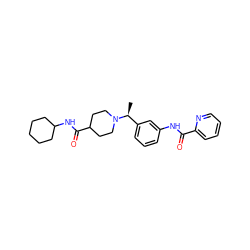 C[C@@H](c1cccc(NC(=O)c2ccccn2)c1)N1CCC(C(=O)NC2CCCCC2)CC1 ZINC001772628864