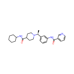 C[C@@H](c1cccc(NC(=O)c2cccnc2)c1)N1CCC(C(=O)NC2CCCCC2)CC1 ZINC001772641630