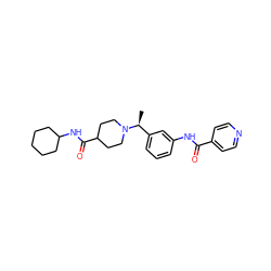 C[C@@H](c1cccc(NC(=O)c2ccncc2)c1)N1CCC(C(=O)NC2CCCCC2)CC1 ZINC001772587140