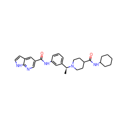 C[C@@H](c1cccc(NC(=O)c2cnc3[nH]ccc3c2)c1)N1CCC(C(=O)NC2CCCCC2)CC1 ZINC001772579047