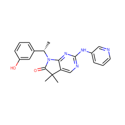 C[C@@H](c1cccc(O)c1)N1C(=O)C(C)(C)c2cnc(Nc3cccnc3)nc21 ZINC001772599251