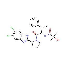 C[C@@H](c1ccccc1)[C@H](NC(=O)C(C)(C)O)C(=O)N1CCC[C@H]1c1nc2cc(Cl)c(Cl)cc2[nH]1 ZINC000064548510