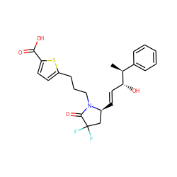 C[C@@H](c1ccccc1)[C@H](O)/C=C/[C@H]1CC(F)(F)C(=O)N1CCCc1ccc(C(=O)O)s1 ZINC000148779341