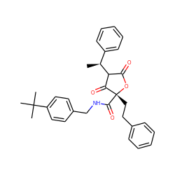 C[C@@H](c1ccccc1)C1C(=O)O[C@](CCc2ccccc2)(C(=O)NCc2ccc(C(C)(C)C)cc2)C1=O ZINC000026840151